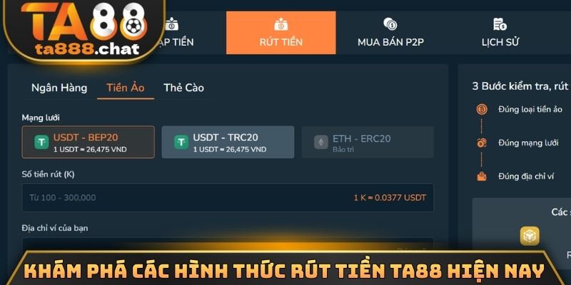 Khám phá các hình thức rút tiền TA88 hiện nay