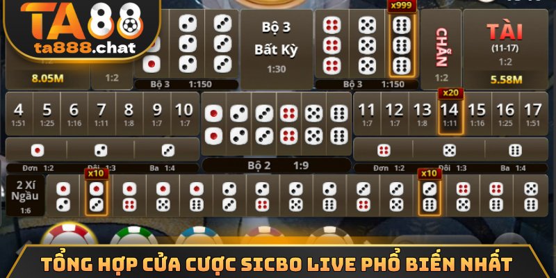 Tổng hợp cửa cược Sicbo live phổ biến nhất